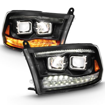 ANZO 2009-2018 Dodge Ram 1500 Led Projector Plank Style Switchback H.L Halo Black Amber (OE Style) - Image 9