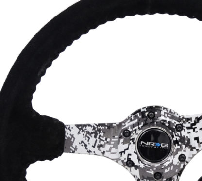 NRG Reinforced Steering Wheel (350mm / 3in. Deep) Blk Suede w/Hydrodipped Digi-Camo Spokes - Image 3