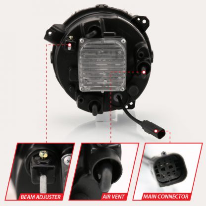 ANZO 2018-2019 Jeep Wrangler Full Led Projector H.L Black - Image 7