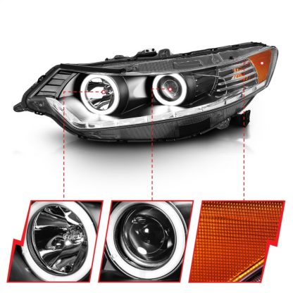 ANZO 2009-2012 Acura Tsx Projector Headlights w/ Halo Black (CCFL) (HID Compatible) - Image 6