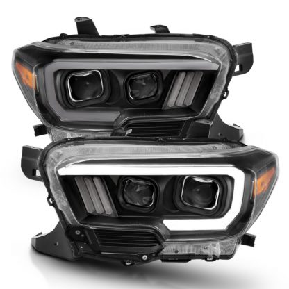 ANZO 2016-2017 Toyota Tacoma Projector Headlights w/ Plank Style Switchback Black w/ Amber - Image 2