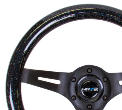 NRG Classic Wood Grain Steering Wheel (310mm) Black Sparkle w/Blk 3-Spoke Center - Image 2