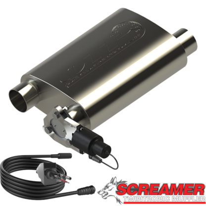 QTP 2.5in Weld-On 304SS Screamer Muffler w/Bolt-On QTEC Electric Cutout - Image 3