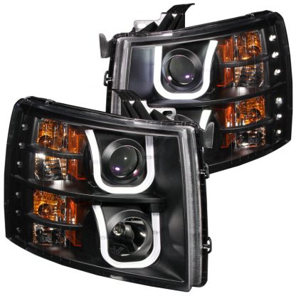 ANZO 2007-2013 Chevrolet Silverado 1500 Projector Headlights w/ U-Bar Black