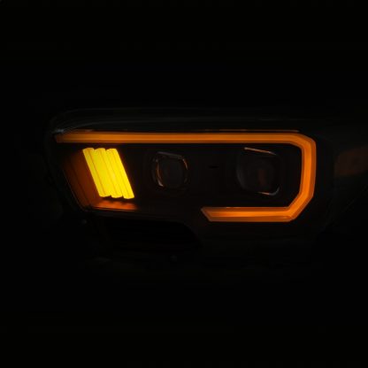 ANZO 2016-2017 Toyota Tacoma Projector Headlights w/ Plank Style Switchback Black w/ Amber - Image 7