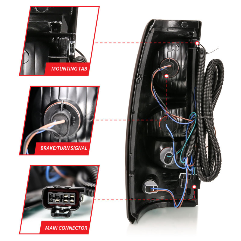 ANZO 2004-2007 Chevy Silverado Taillight Red/Clear Lens w/Black Trim (OE Replacement) - Image 4