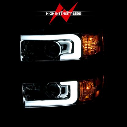 ANZO 2015-2016 Chevrolet Silverado Projector Headlights w/ Plank Style Design Chrome w/ Amber - Image 9