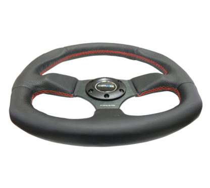 NRG Reinforced Steering Wheel (320mm Horizontal / 330mm Vertical) Leather w/Red Stitching - Image 7