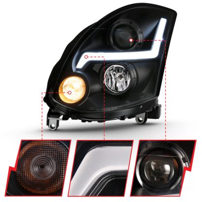 ANZO 2003-2007 Infiniti G35 Projector Headlight Plank Style Chrome (HID Compatible, No HID Kit ) - Image 3