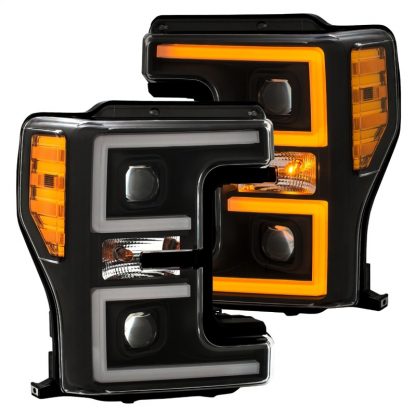 ANZO LED Headlights 17-18 Ford F-250 Super Duty Plank-Style L.E.D. Headlight Black (Pair) - Image 4