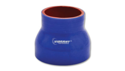 Vibrant 4 Ply Reinforced Silicone Transition Connector - 3.5in I.D. x 4in I.D. x 3in long (BLUE) - Image 2