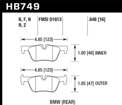 Hawk 13-14 BMW 328i/328i xDrive / 2014 428i/428i xDrive HPS 5.0 Rear Brake Pads - Image 4