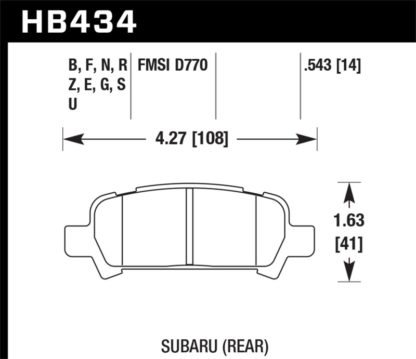 Hawk 02-03 WRX / 05-08 LGT D770 HP+ Street Rear Brake Pads - Image 3