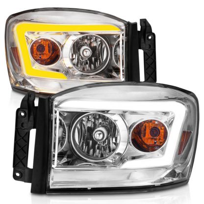 Anzo 06-09 Dodge RAM 1500/2500/3500 Headlights Chrome Housing/Clear Lens (w/Switchback Light Bars) - Image 2