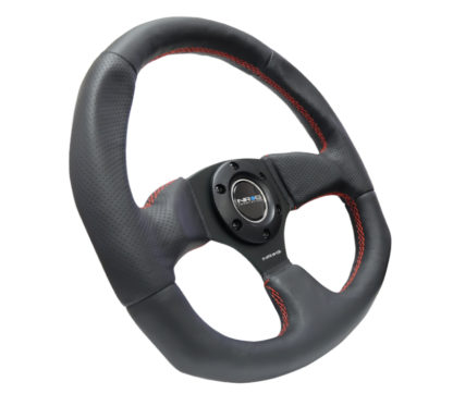 NRG Reinforced Steering Wheel (320mm Horizontal / 330mm Vertical) Leather w/Red Stitching - Image 6