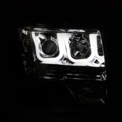 ANZO 2009-2014 Ford F-150 Projector Headlights w/ U-Bar Chrome - Image 2