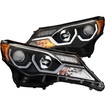 ANZO 2013-2015 Toyota Rav4 Projector Headlights w/ Plank Style Design Black - Image 2