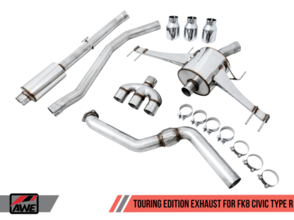 AWE Tuning 2017+ Honda Civic Type R Touring Edition Exhaust w/Front Pipe & Triple Chrome Silver Tips - Image 3