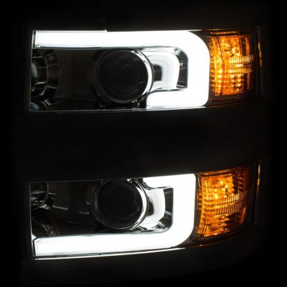 ANZO 2015-2016 Chevrolet Silverado Projector Headlights w/ Plank Style Design Chrome w/ Amber - Image 4