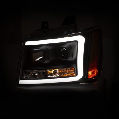 ANZO 07-14 Chevy Tahoe Projector Headlights w/ Plank Style Design Black w/ Amber - Image 6