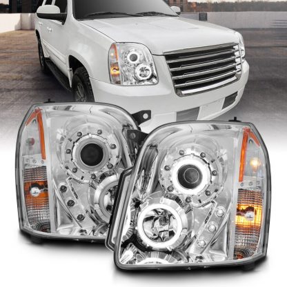 ANZO 2007-2014 Gmc Yukon Projector Headlights w/ Halo Chrome (CCFL) - Image 2