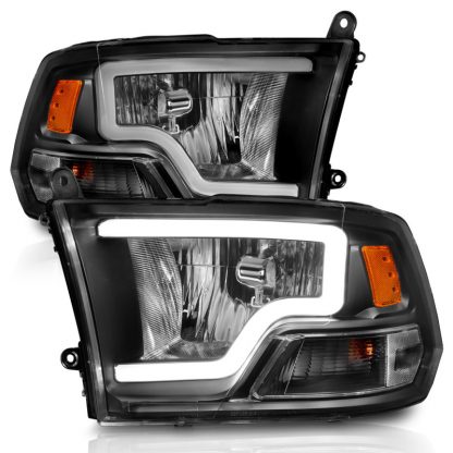 ANZO 2009-2018 Dodge Ram 1500 Crystal Headlights w/ Light Bar Black Housing - Image 4