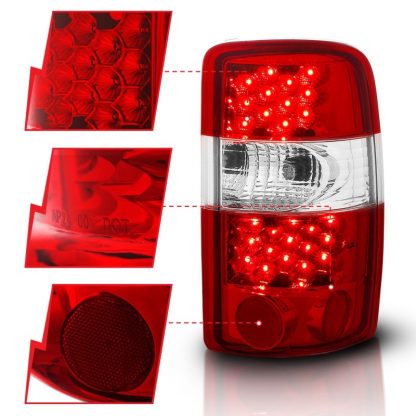 ANZO 2000-2006 Chevrolet Suburban LED Taillights Red/Clear - Image 6