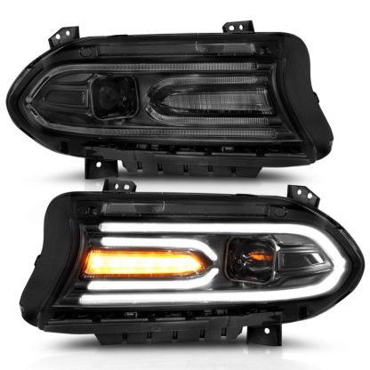 ANZO 2015-2018 Dodge Charger Projector Headlights Plank Style Black - Image 5