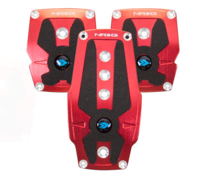 NRG Brushed Aluminum Sport Pedal M/T - Red w/Black Rubber Inserts - Image 2