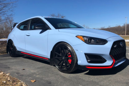 Rally Armor 2019+ Hyundai Veloster N UR Red Mud Flap w/ White Logo - Image 2