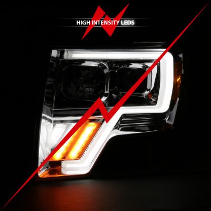 ANZO 2009-2013 Ford F-150 Projector Light Bar G4 Switchback H.L. Chrome Amber - Image 2