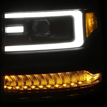 ANZO 16+ Chevy Silverado 1500 Projector Headlights Plank Style Black w/Amber/Sequential Turn Signal - Image 7