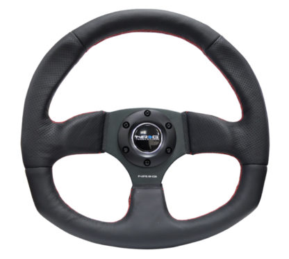 NRG Reinforced Steering Wheel (320mm Horizontal / 330mm Vertical) Leather w/Red Stitching - Image 5