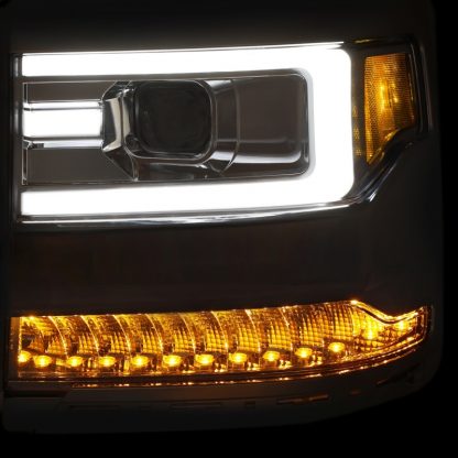 ANZO 16+ Chevy Silverado 1500 Projector Headlights Plank Style Chrome w/Amber/Sequential Turn Signal - Image 4