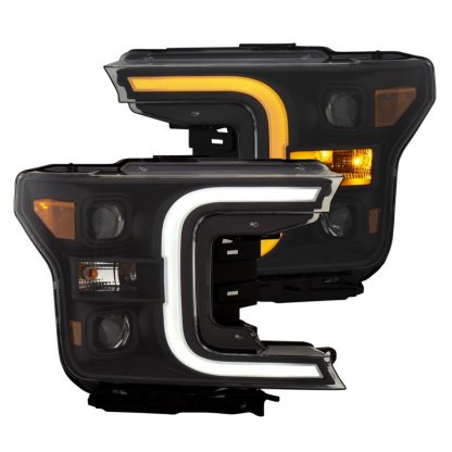 ANZO 18-19 Ford F-150 LED Projector Headlights w/ Plank Style Switchback Black w/ Amber - Image 4