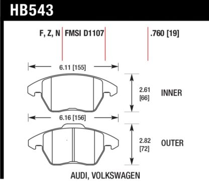 Hawk 2006-2009 Audi A3 TFSIi Quattro 2.0 HPS 5.0 Front Brake Pads - Image 3