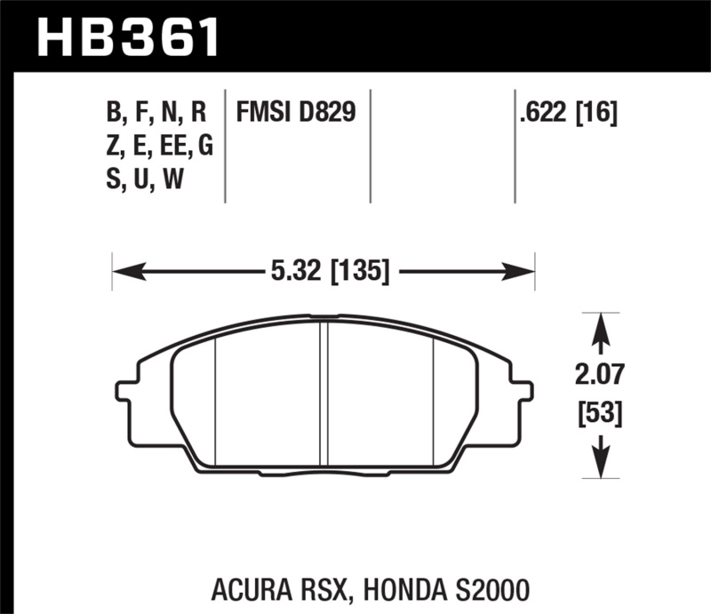 Hawk 02-06 Acura RSX / 06-11 Honda Si / 00-09 S2000 HT-10 Race Front Brake Pads - Image 3