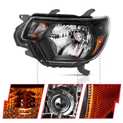 ANZO 2012-2015 Toyota Tacoma Crystal Headlights Black - Image 7