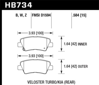 Hawk 12-13 Hyundai Veloster / 2014 Kia Forte Rear HPS 5.0 Street Brake Pads - Image 2