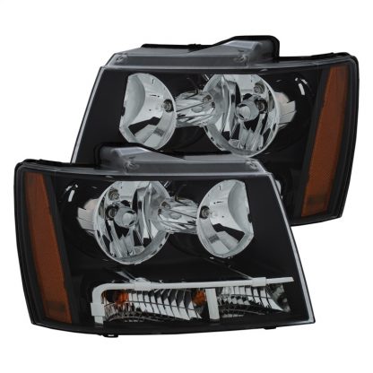 ANZO 2007-2014 Chevrolet Tahoe/Suburban Crystal Headlights Black - Image 2