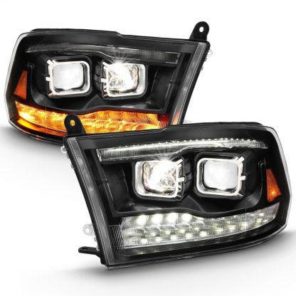 ANZO 2009-2018 Dodge Ram 1500 Led Projector Plank Style Switchback H.L Halo Black Amber (OE Style) - Image 3