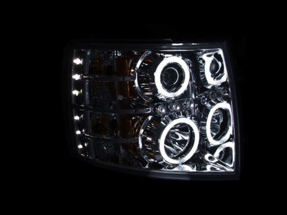 ANZO 2007-2013 Chevrolet Silverado 1500 Projector Headlights w/ Halo Chrome - Image 2