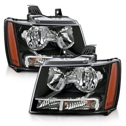 ANZO 2007-2014 Chevrolet Tahoe/Suburban Crystal Headlights Black - Image 8