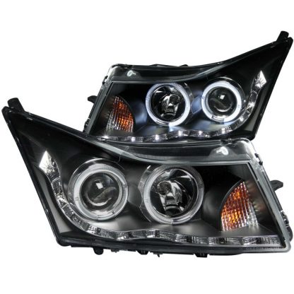 ANZO 2011-2015 Chevrolet Cruze Projector Headlights w/ Halo Black (LED Eyebrow)