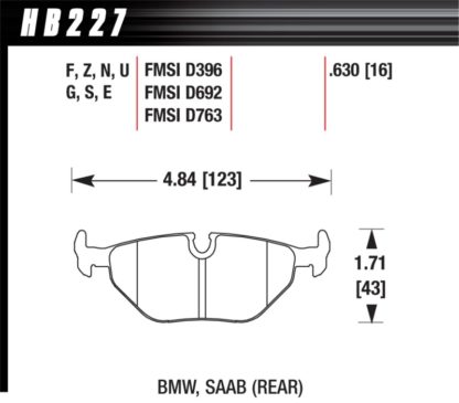 Hawk 95-99 BMW M3 E36 HP+ Street Rear Brake Pads - Image 2