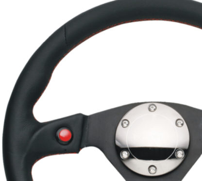 NRG Reinforced Steering Wheel (320mm) Blk Leather w/Dual Buttons - Image 4