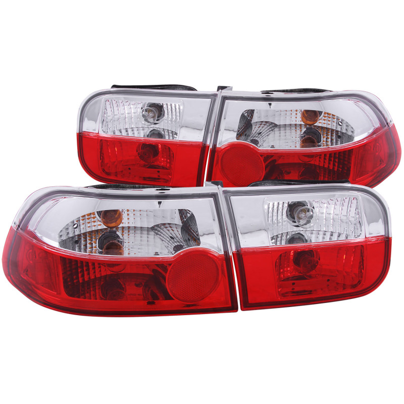 ANZO 1992-1995 Honda Civic Taillights Red/Clear - Image 3