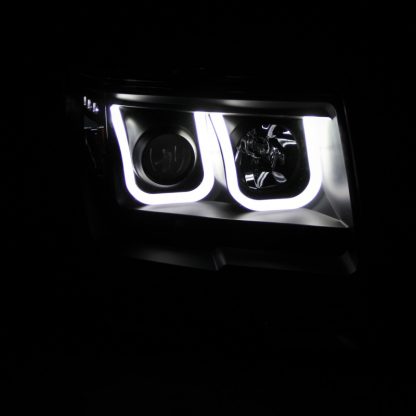 ANZO 2009-2014 Ford F-150 Projector Headlights w/ U-Bar Black - Image 2