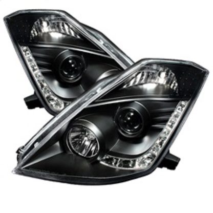 Spyder Nissan 350Z 03-05 Projector Headlights Xenon DRL Blk High H1 Lw D2R PRO-YD-N350Z02-HID-DRL-BK - Image 2