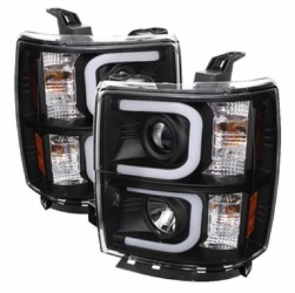 Spyder Chevy Silverado 1500 14-16 Projector Headlights Light Bar DRL Blk PRO-YD-CS14-LBDRL-BK - Image 3